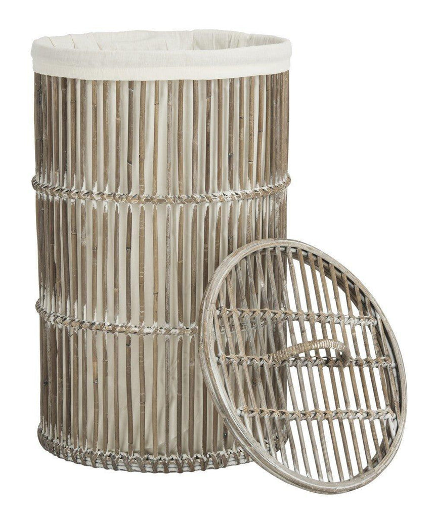 Set of Two Rattan Storage Hampers in White Wash - Hampers - The Well Appointed House