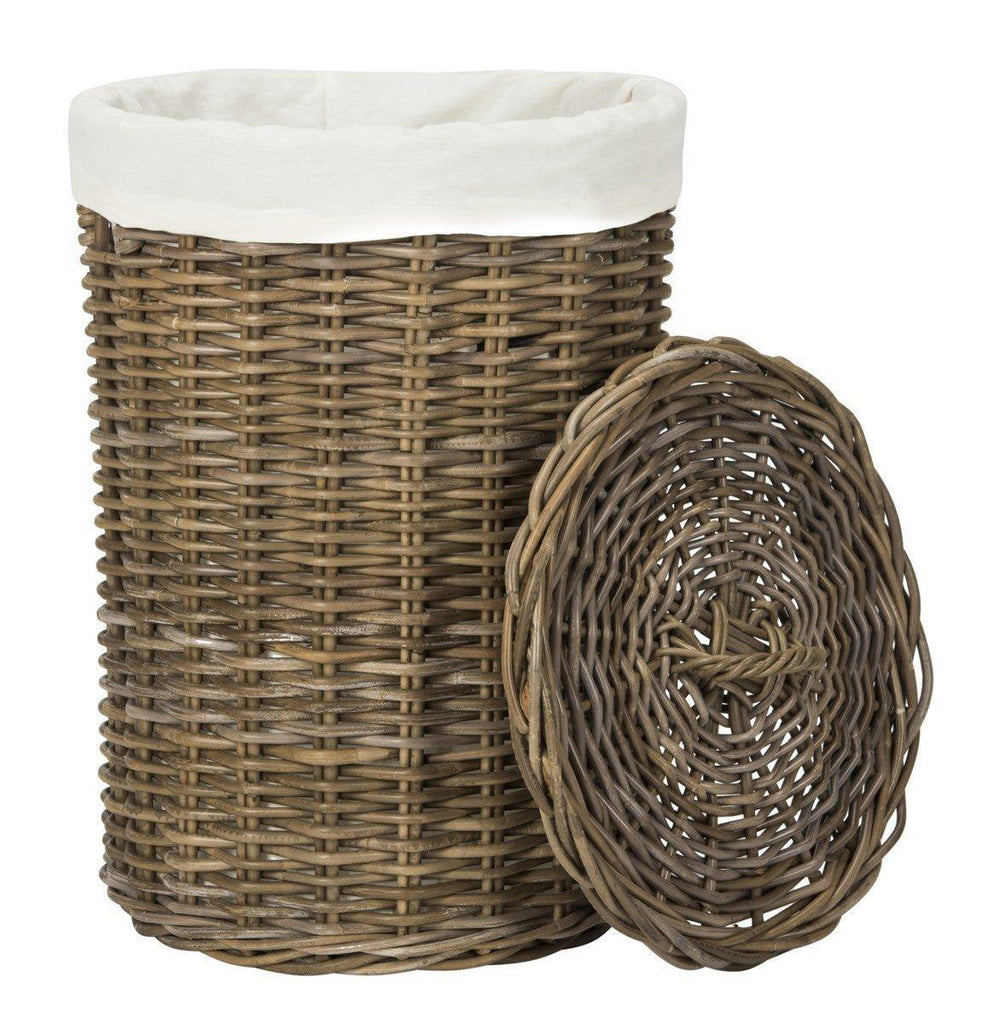 Set of Two Round Mahogany Laundry Baskets - Hampers -  The Well Appointed House