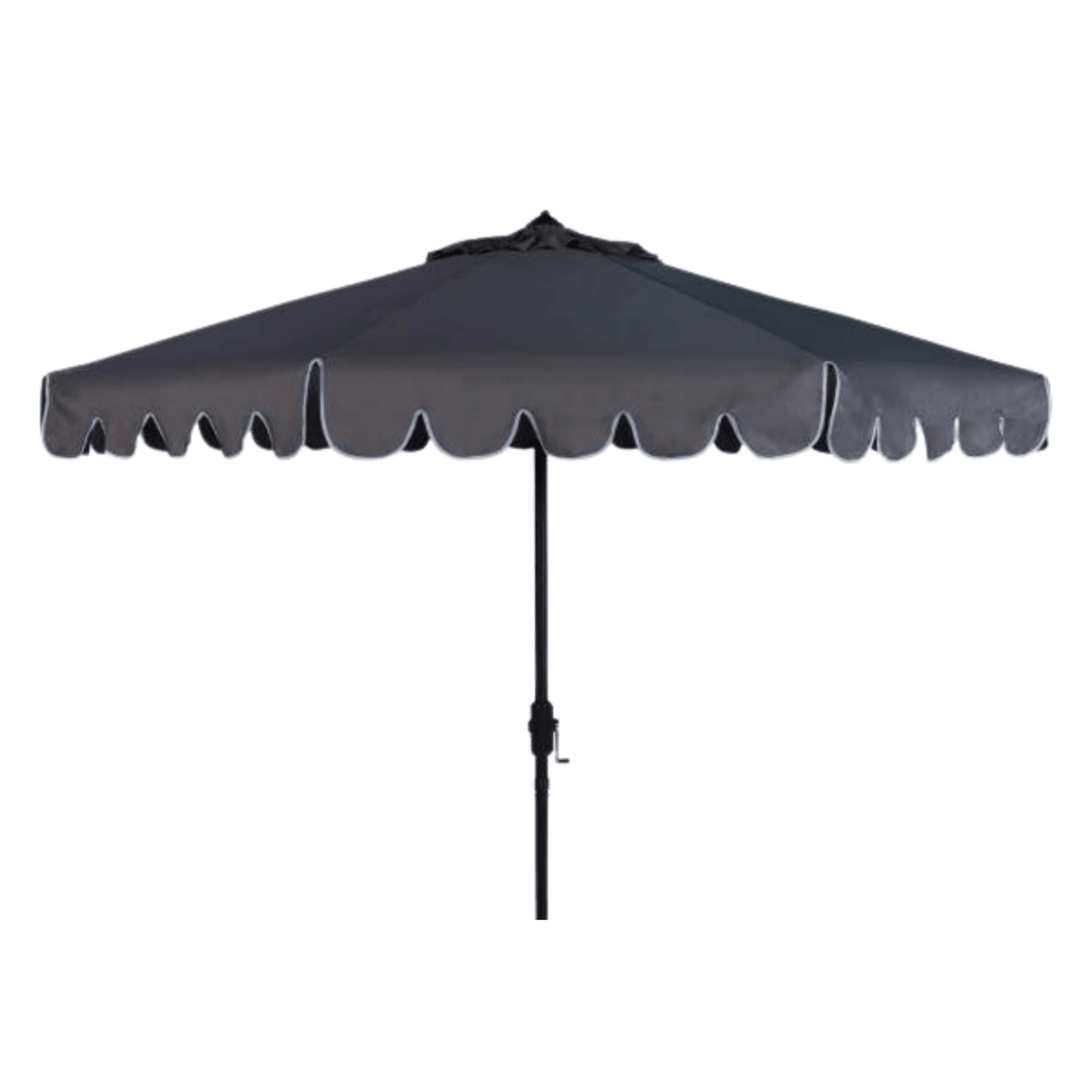 Taupe Scalloped Outdoor Umbrella With White Trim – The Well