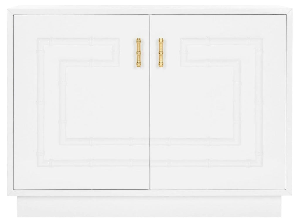 White Lacquer Bamboo Cabinet With Gold Leaf Handles - Buffets & Sideboards -  The Well Appointed House