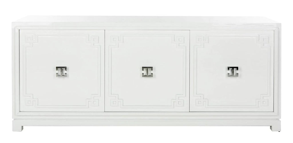 White Minimalist 3 Door Eglomise Sideboard - Buffets & Sideboards - The Well Appointed House