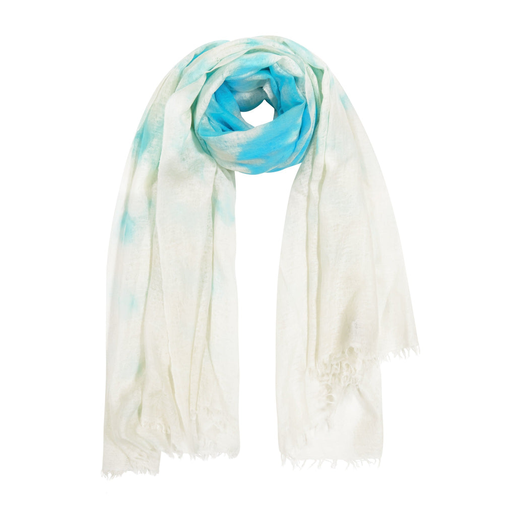 Cashmere Felted Dip Dye Shawl Aqua Seas - The Well Appointed House