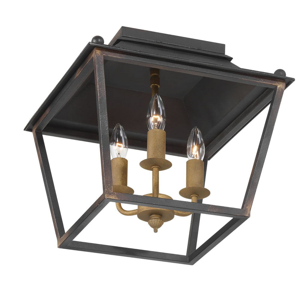Christoff 3-Light Flush Mount in Antique Black Iron - The Well Appointed House