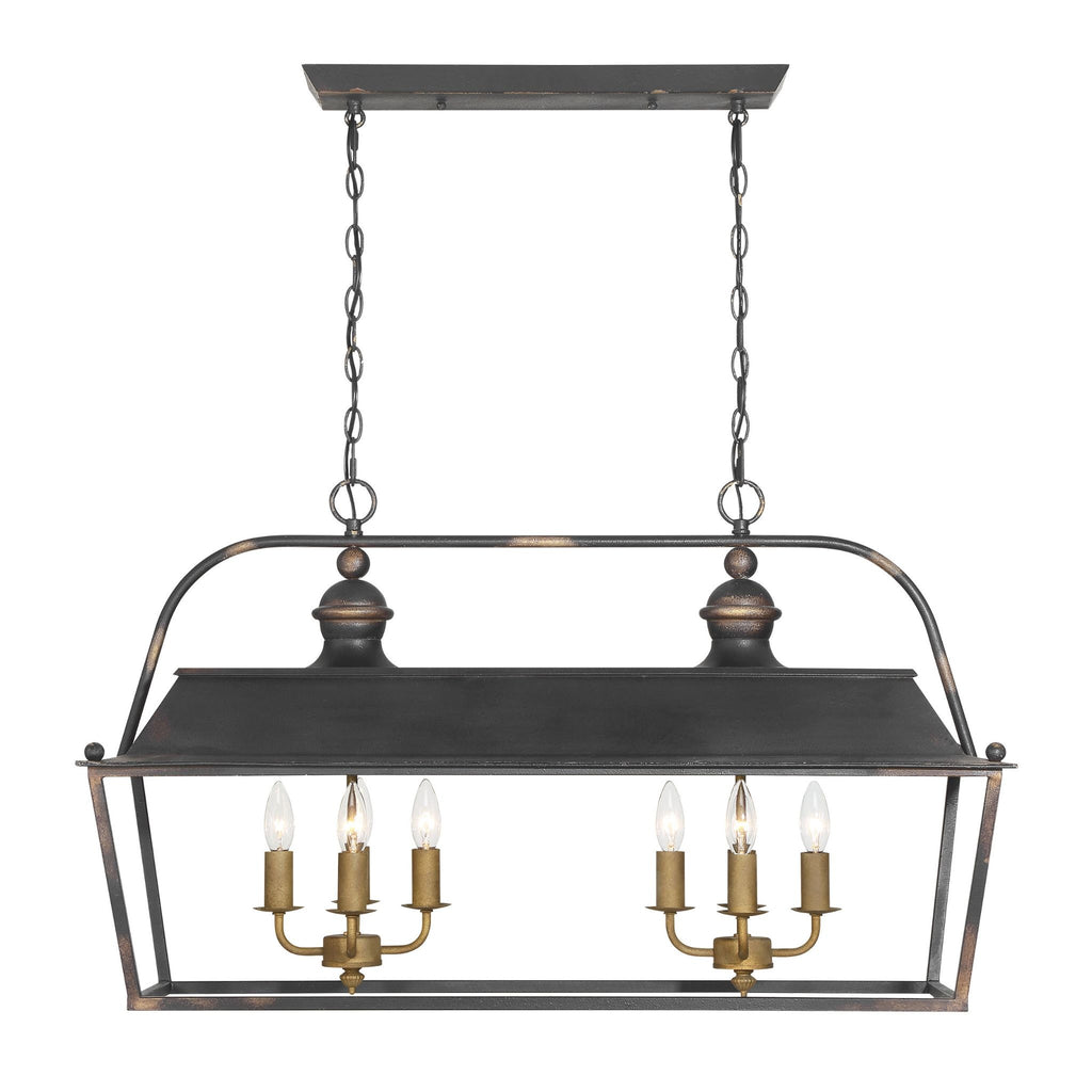 Christoff 8-Light Linear Pendant in Antique Black Iron - The Well Appointed House