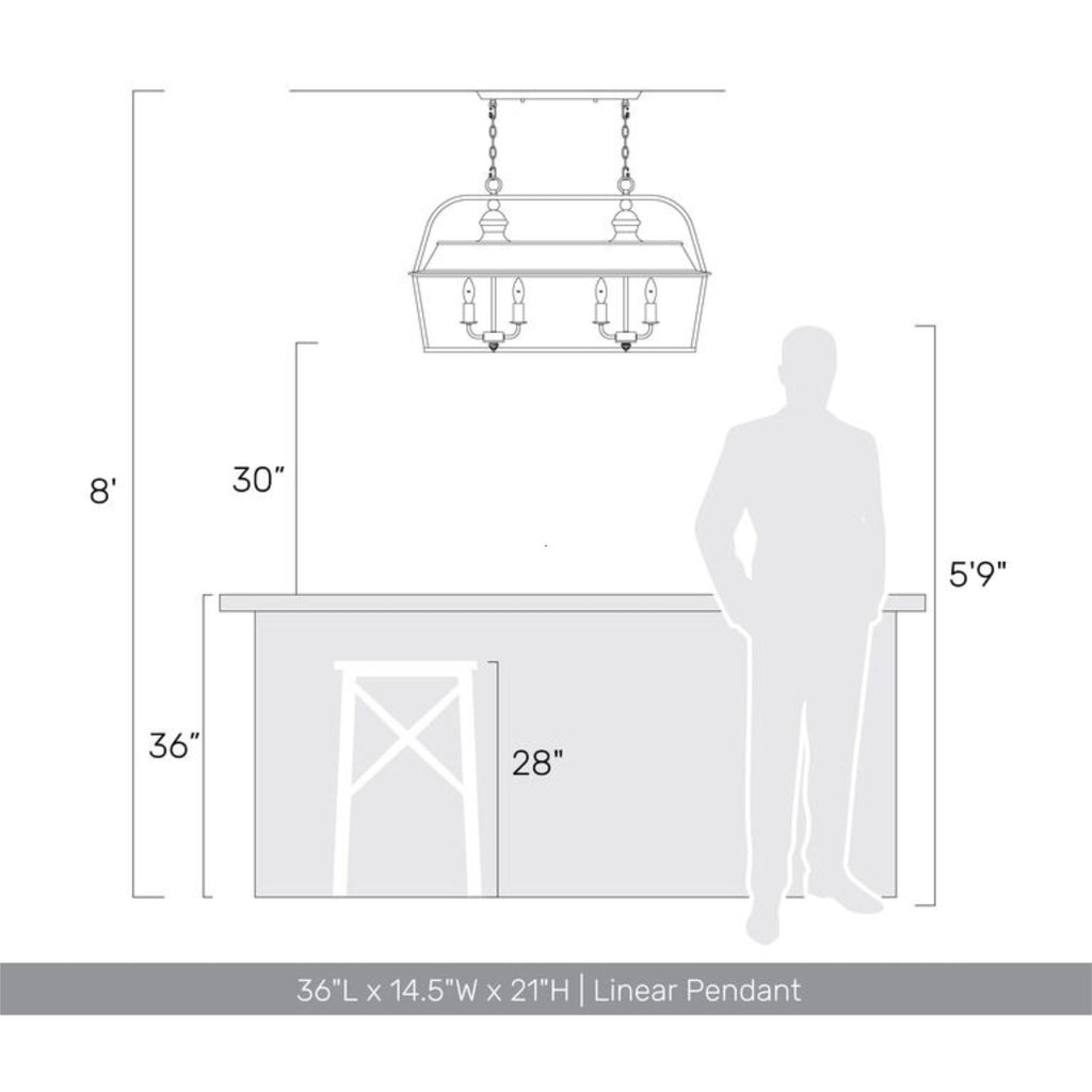 Christoff 8-Light Linear Pendant in Antique Black Iron - The Well Appointed House