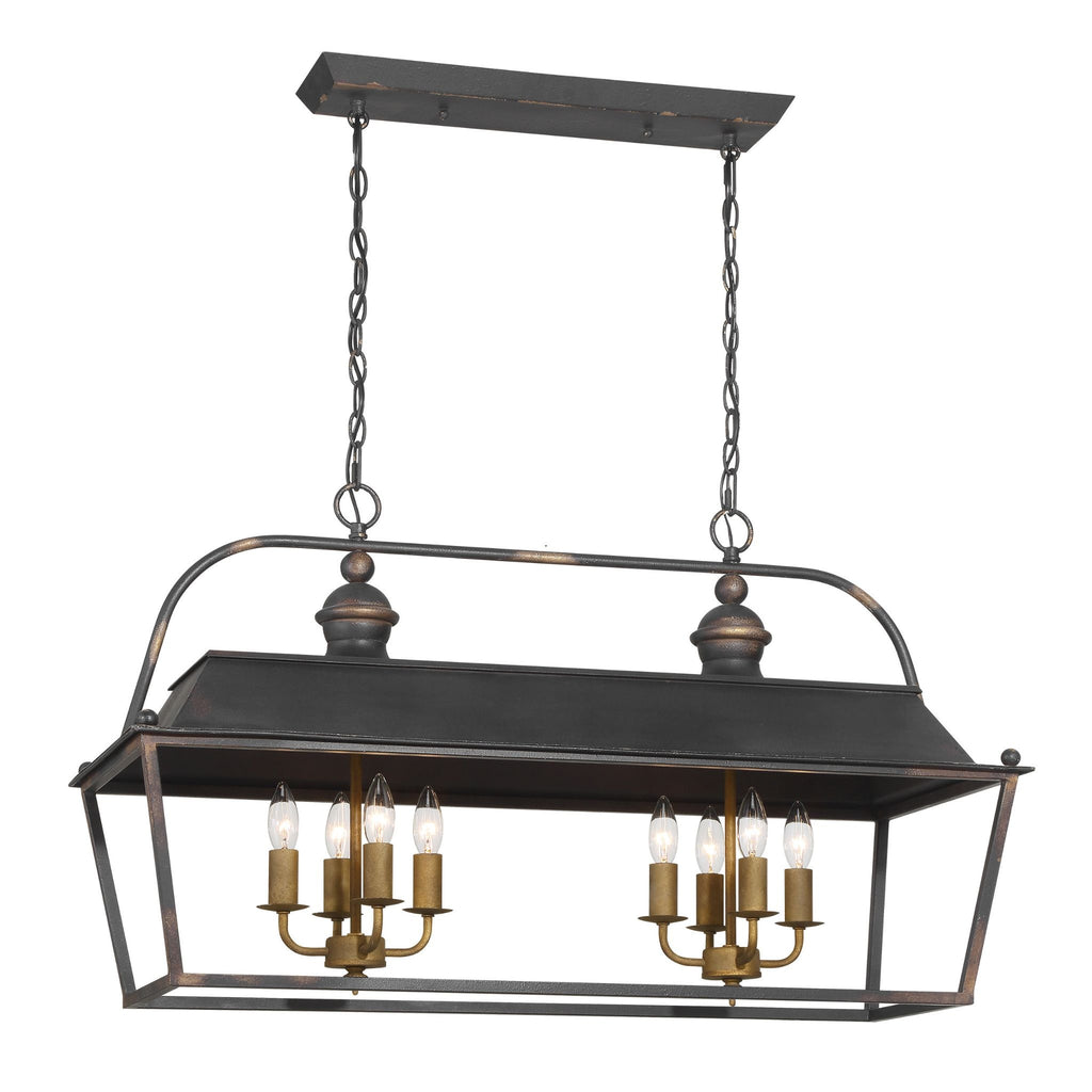 Christoff 8-Light Linear Pendant in Antique Black Iron - The Well Appointed House