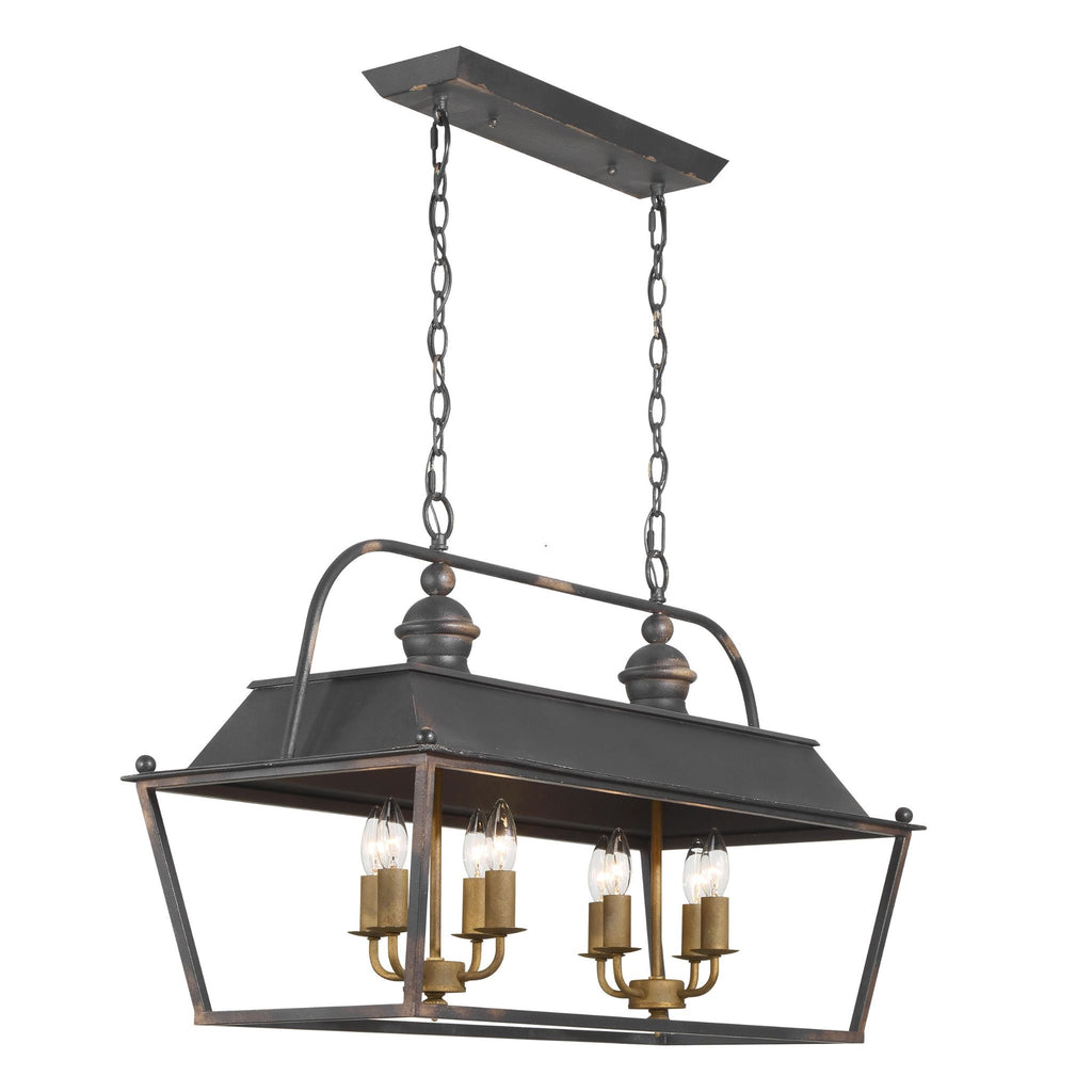 Christoff 8-Light Linear Pendant in Antique Black Iron - The Well Appointed House