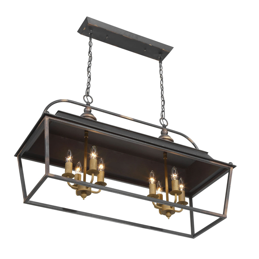 Christoff 8-Light Linear Pendant in Antique Black Iron - The Well Appointed House