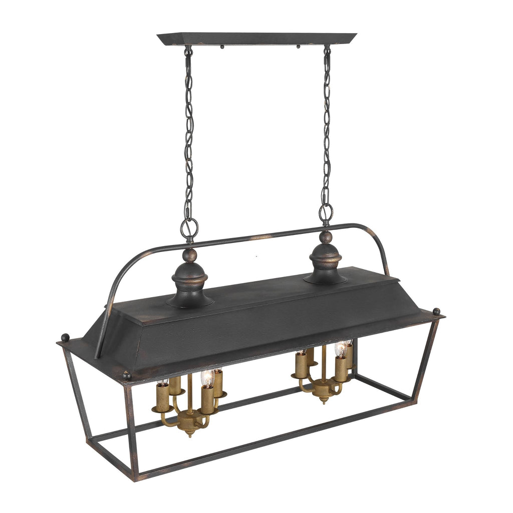 Christoff 8-Light Linear Pendant in Antique Black Iron - The Well Appointed House