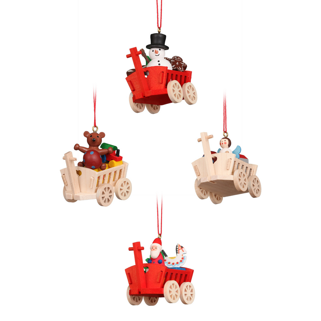 Set of Six Christian Ulbricht Assorted Hay Wagon Christmas Ornaments - The Well Appointed House