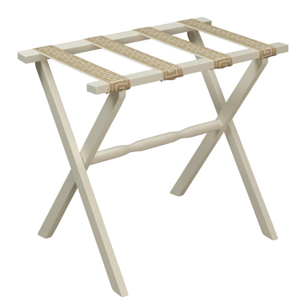Ivory Straight Leg Wood Luggage Rack - The Well Appointed House