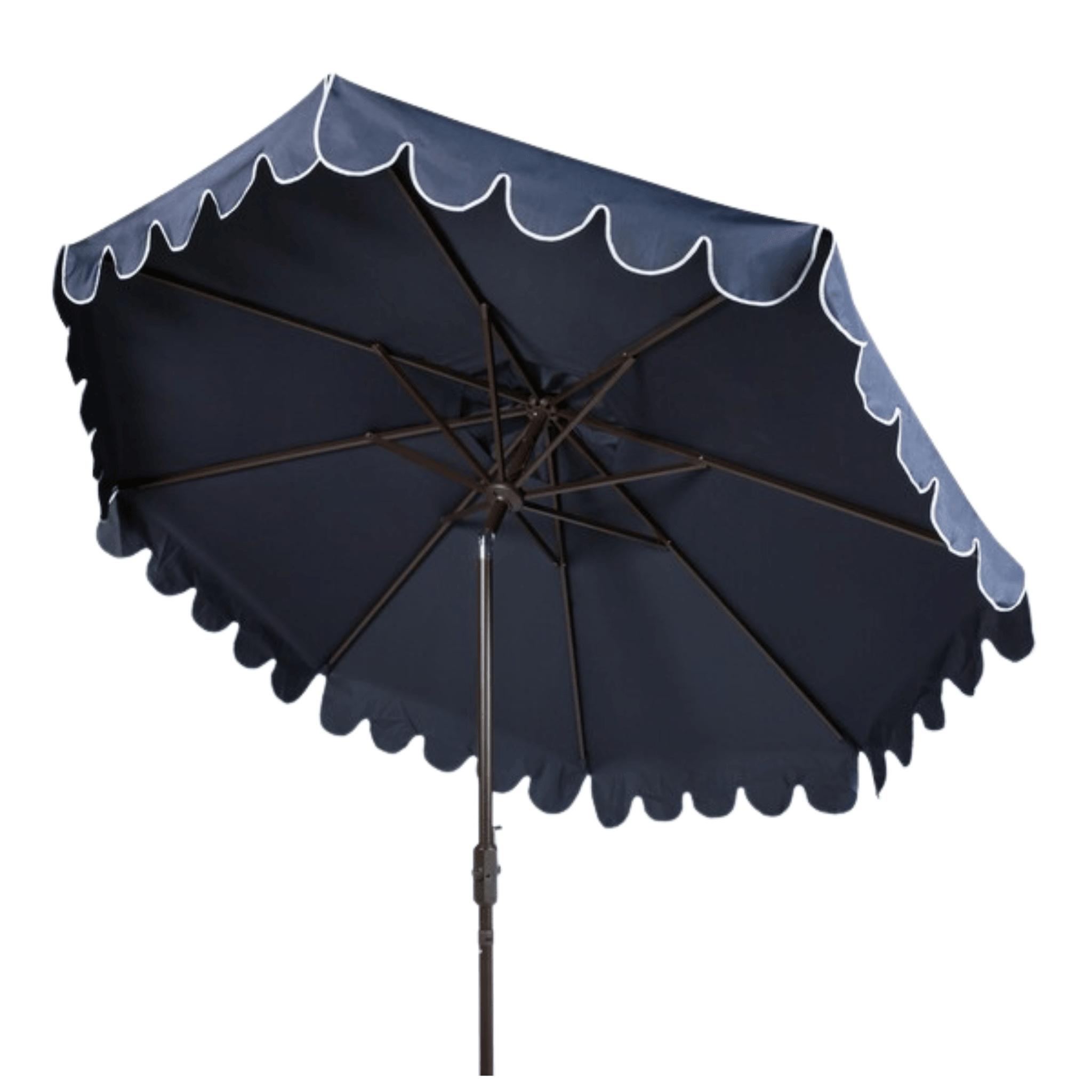 11 Foot Crank Umbrella With Scalloped Edge in Navy – The Well Appointed House 11 Foot Crank Umbrella With Scalloped Edge in Navy – The Well Appointed House