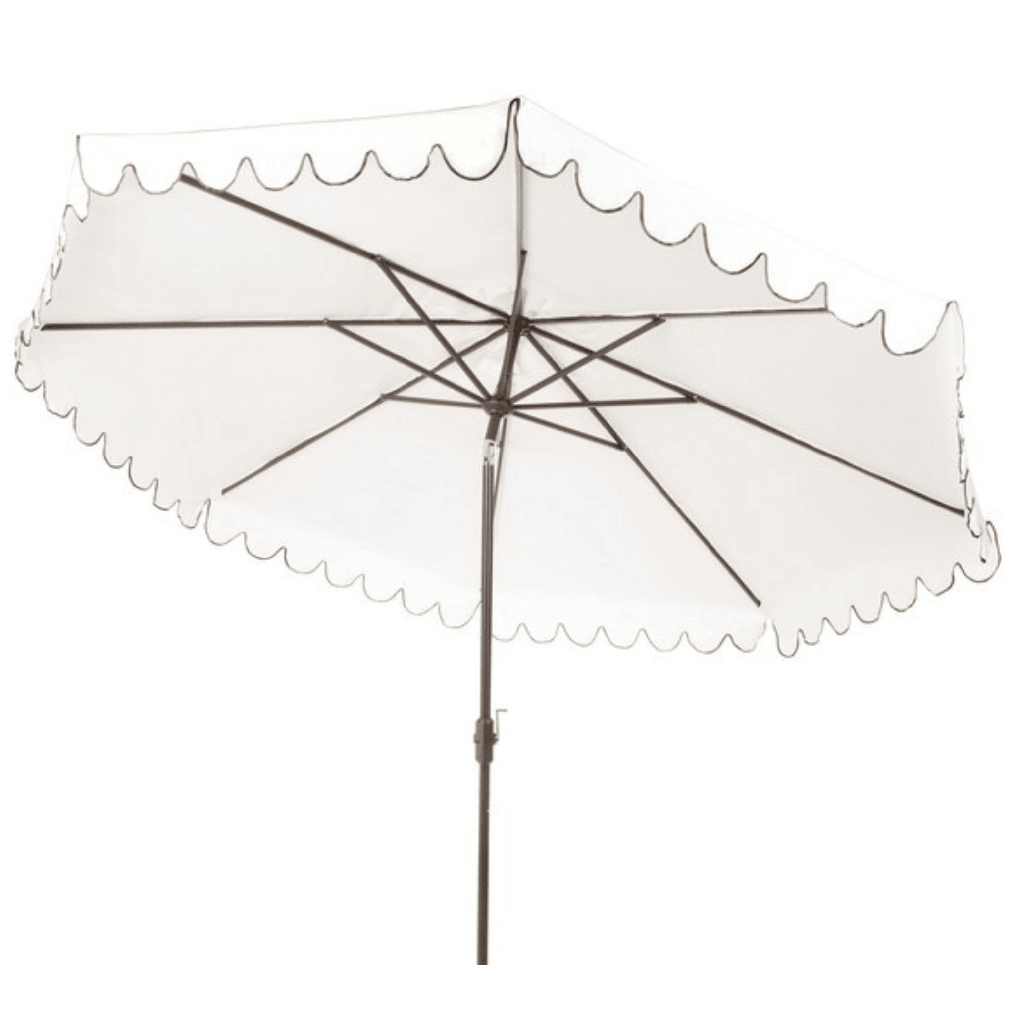 Safavieh Venice 11' Round Crank Umbrella, White/Black Safavieh Venice 11' Round Crank Umbrella, White/Black