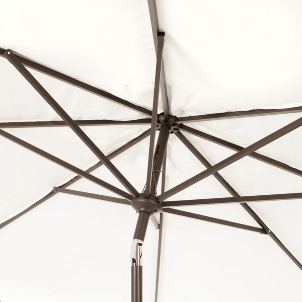 11 Foot Round White & Black Crank Patio Umbrella - Outdoor Umbrellas - The Well Appointed House