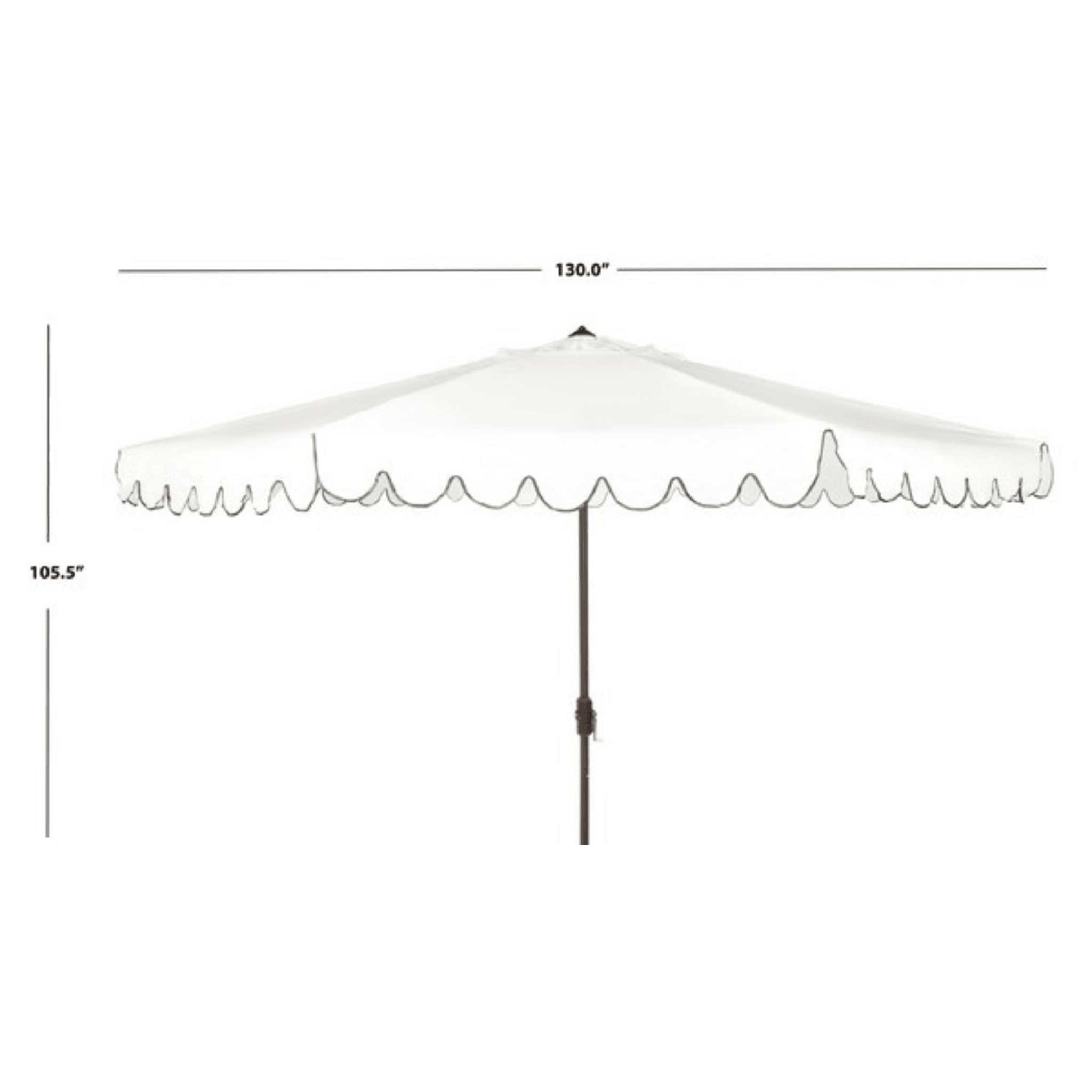 Safavieh Venice 11' Round Crank Umbrella, White/Black Safavieh Venice 11' Round Crank Umbrella, White/Black