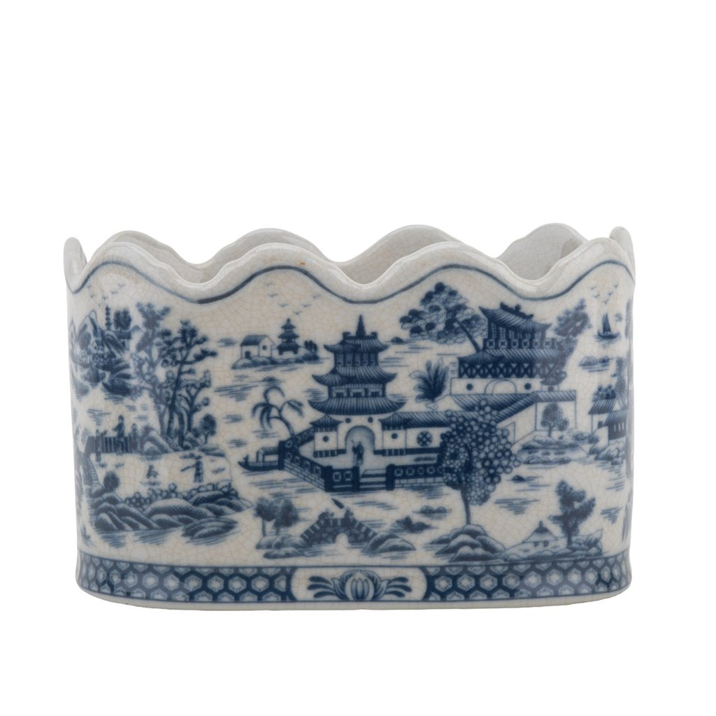 Porcelain Planter in Blue Willow - The Well Appointed House