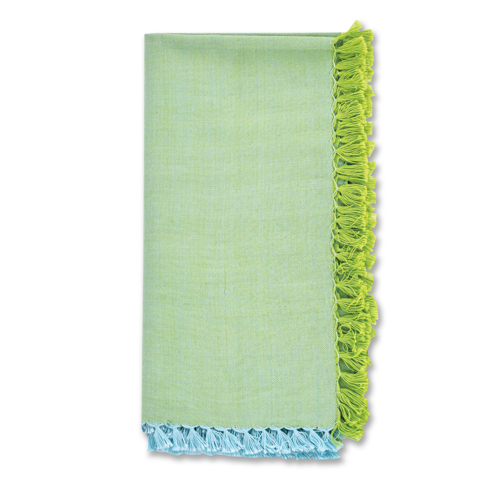 Set of Four Aqua & Green Chambray Napkins - The Well Appointed House