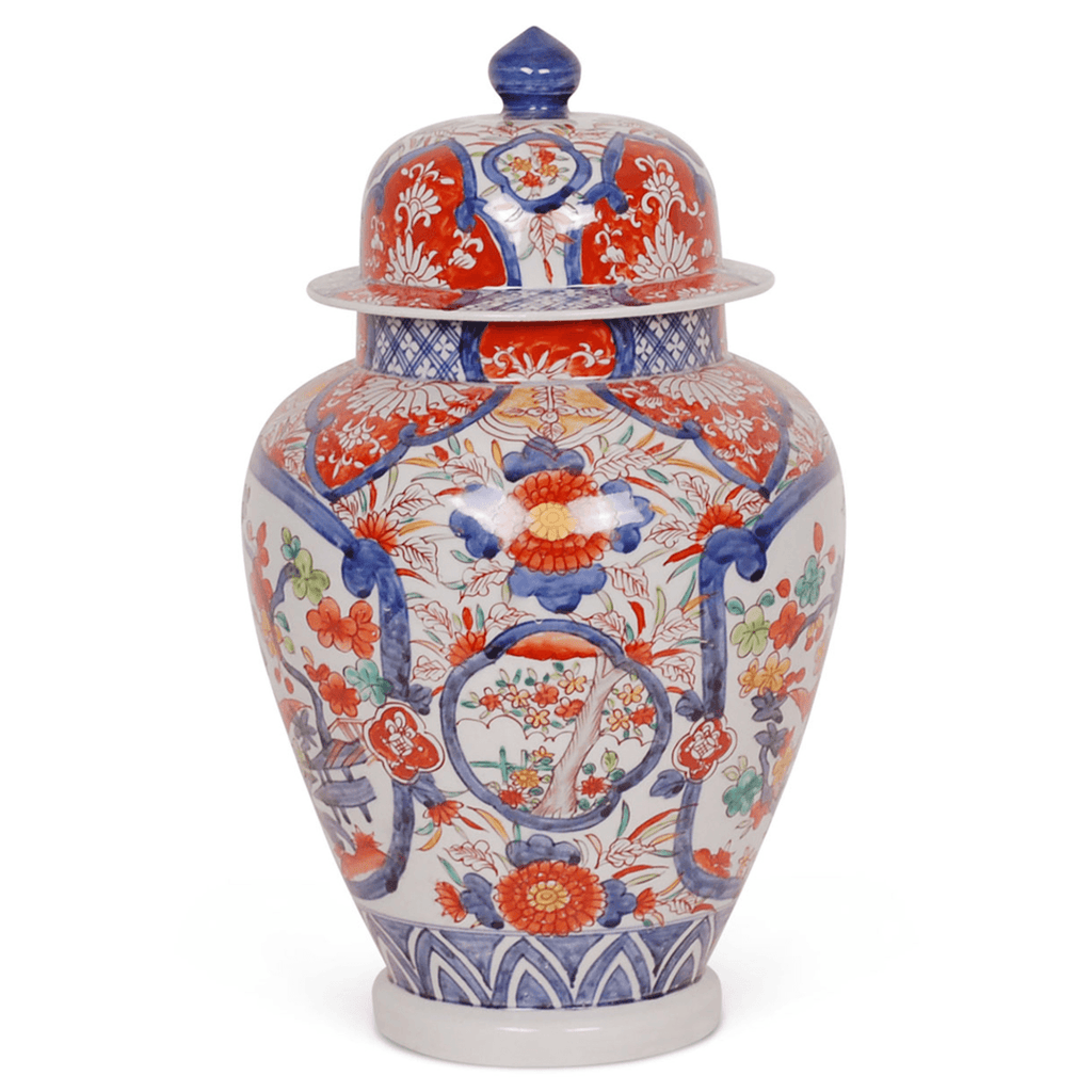 17" Porcelain Imari Design Lidded Jar - Vases & Jars - The Well Appointed House