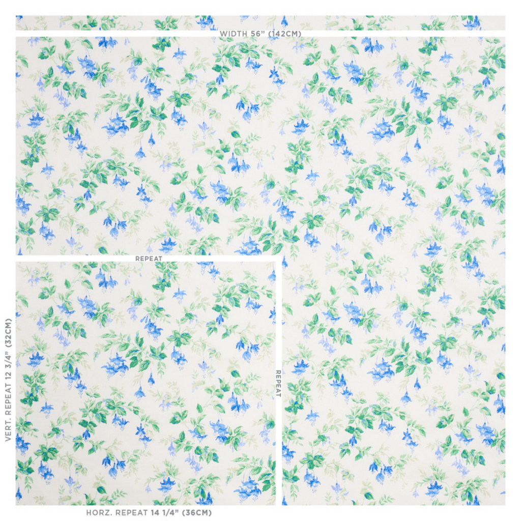 Cobalt Garden Gate Chintz Fabric - The Well Appointed House