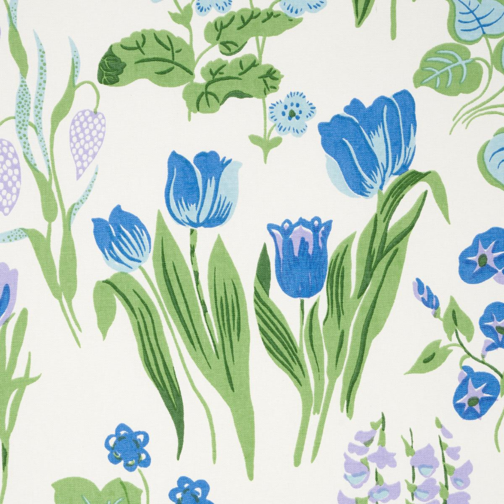 Carly Blue Bell Floral Print Fabric - The Well Appointed House