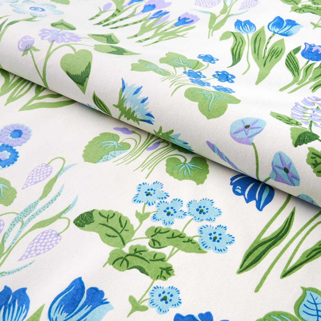 Carly Blue Bell Floral Print Fabric - The Well Appointed House