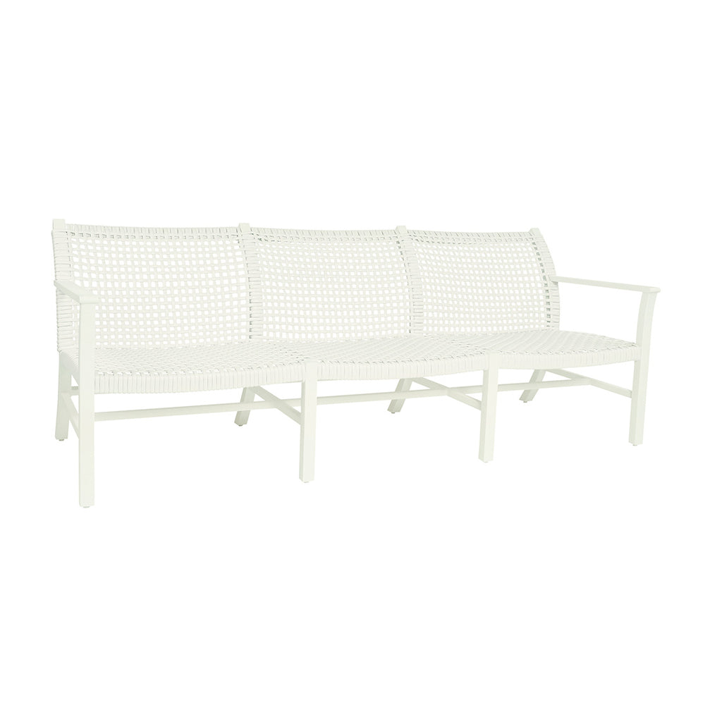 Catherine White Aluminum SOFA in Ivory Wicker - THE WELL APPOINTED HOUSE