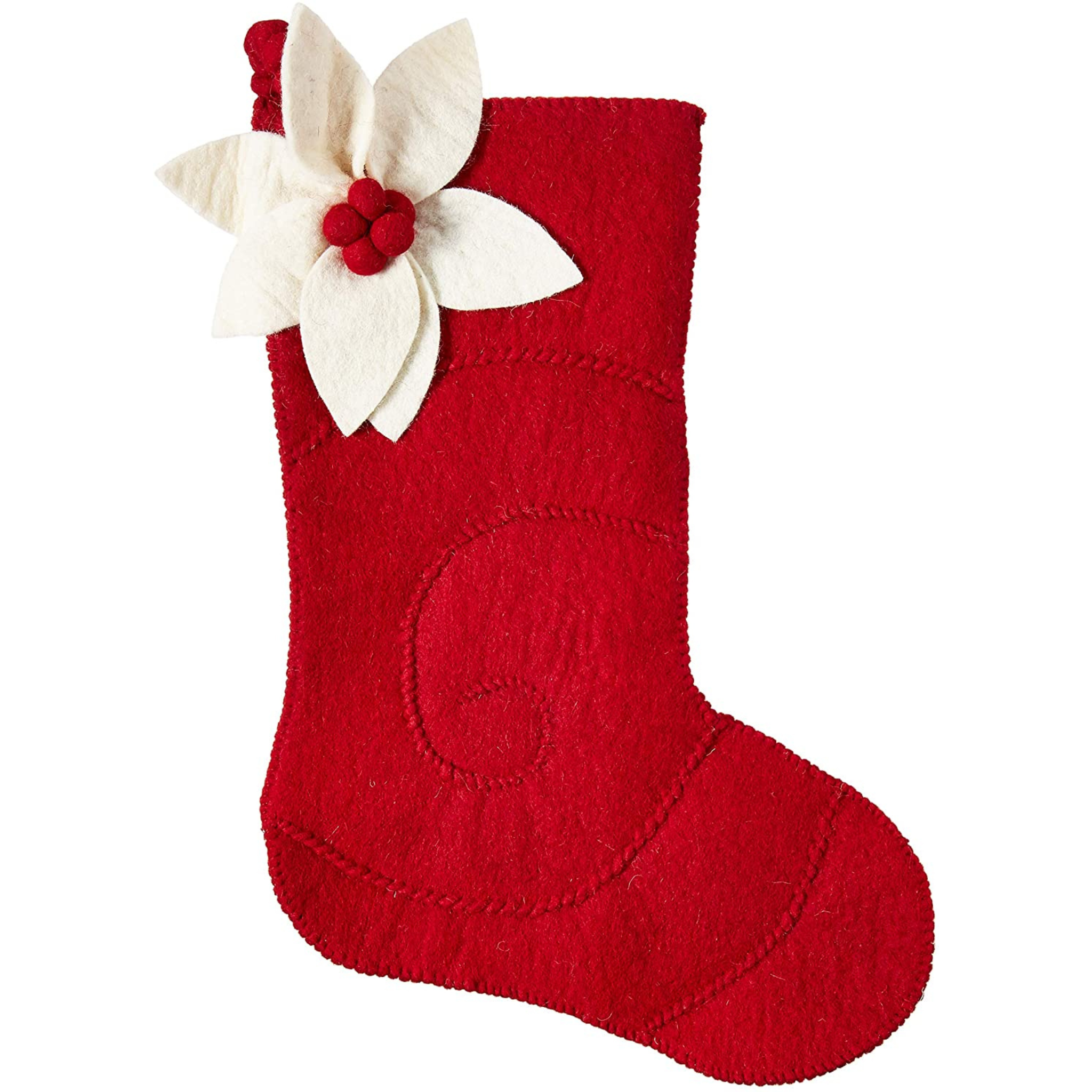 Set of 3 Felt Christmas Stockings Red with White Cuff - Ruby Lane