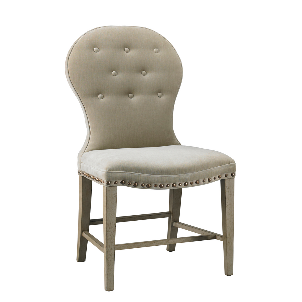 Button Back Upholstered Armless Dining Chair with Nail Trim - The Well Appointed House