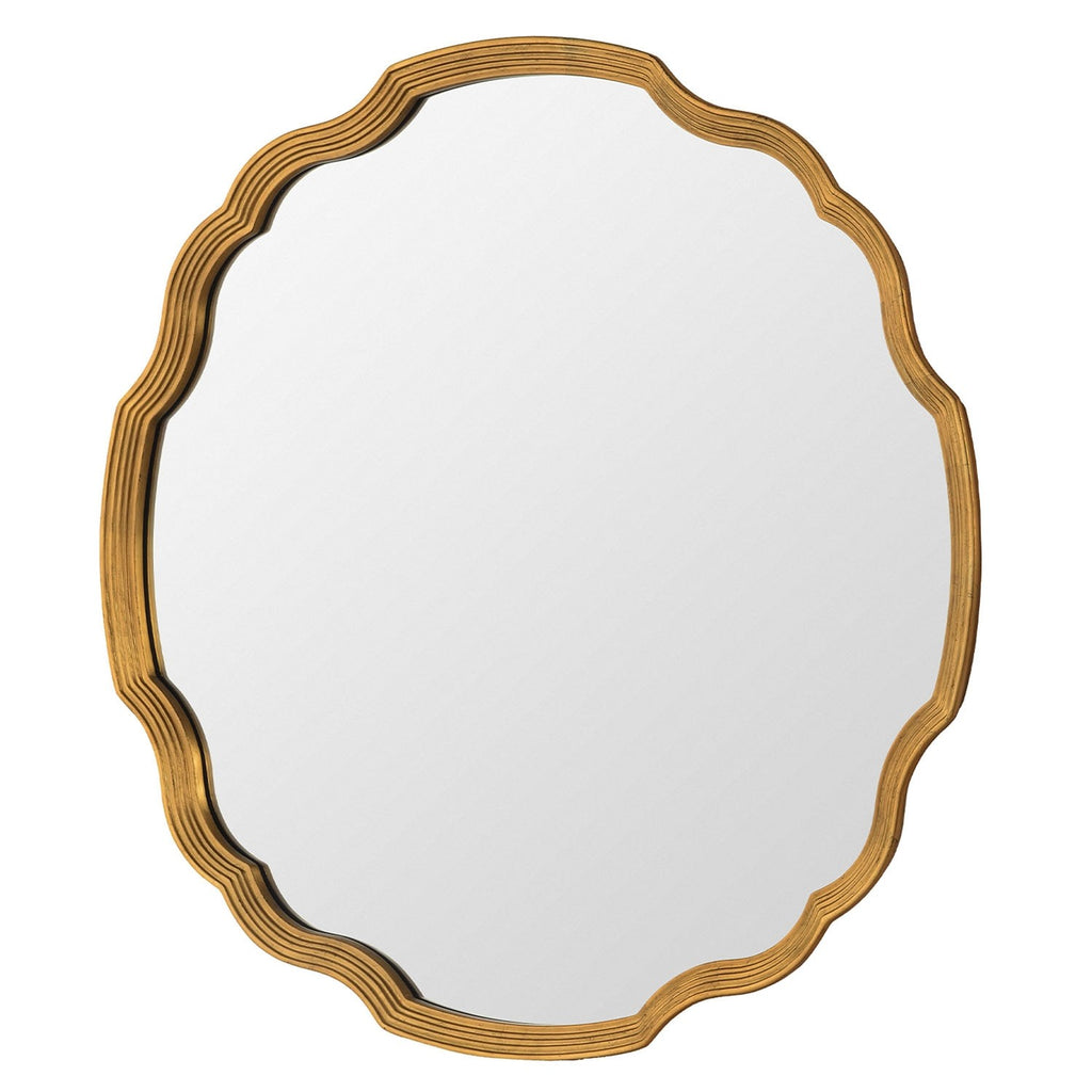 Hand Carved Rounded Chippendale Distressed Gold Leaf Framed Wall Mirror - Wall Mirrors - The Well Appointed House