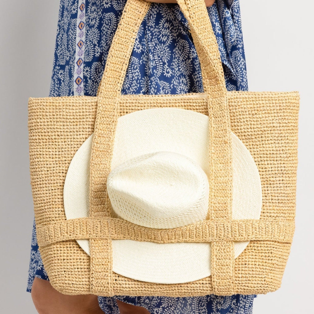 The Original Straw Traveler Bag- Toast Stripe -The Well Appointed House