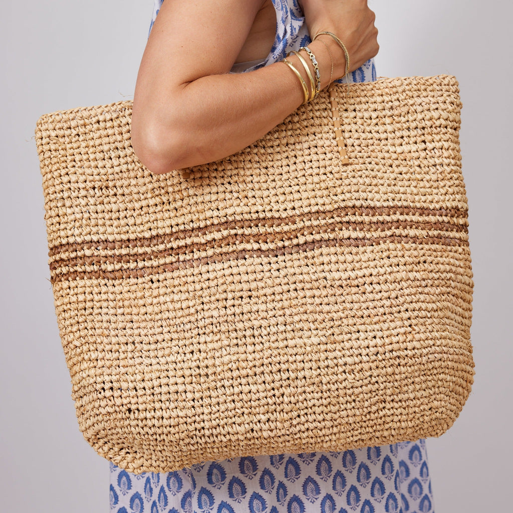 Luxe Stripe Tote- Tobacco - The Well Appointed House