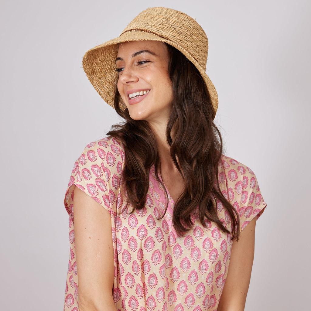 Chic Crochet Bucket Hat- Natural/Tobacco - The Well Appointed House