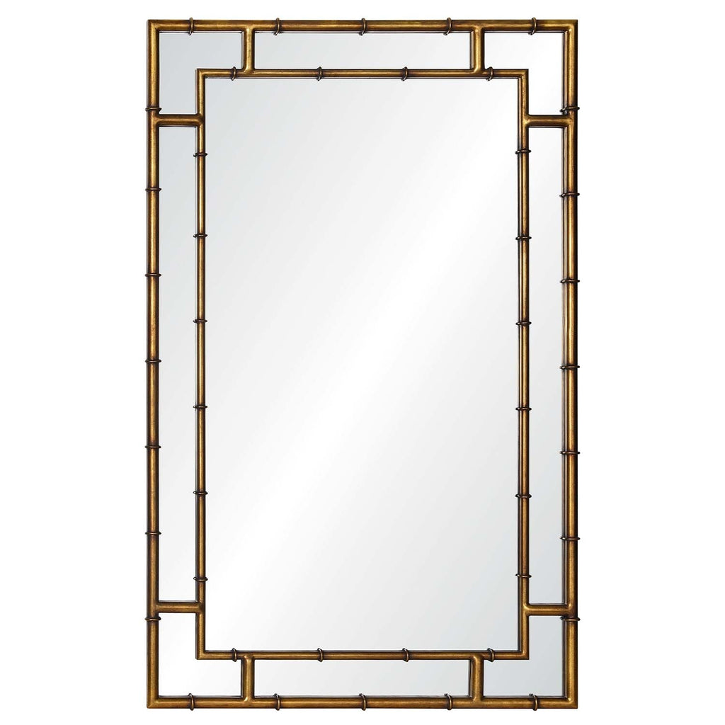 Gold Leaf Bamboo Inspired Framed Wall Mirror - Wall Mirrors - The Well Appointed House