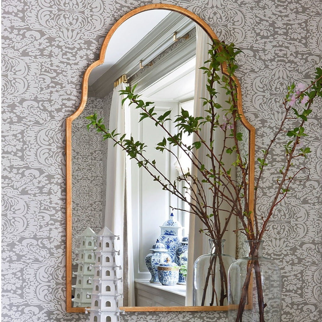 Hand Welded Iron Arc Mirror in Antiqued Gold Leaf - Wall Mirrors - The Well Appointed House