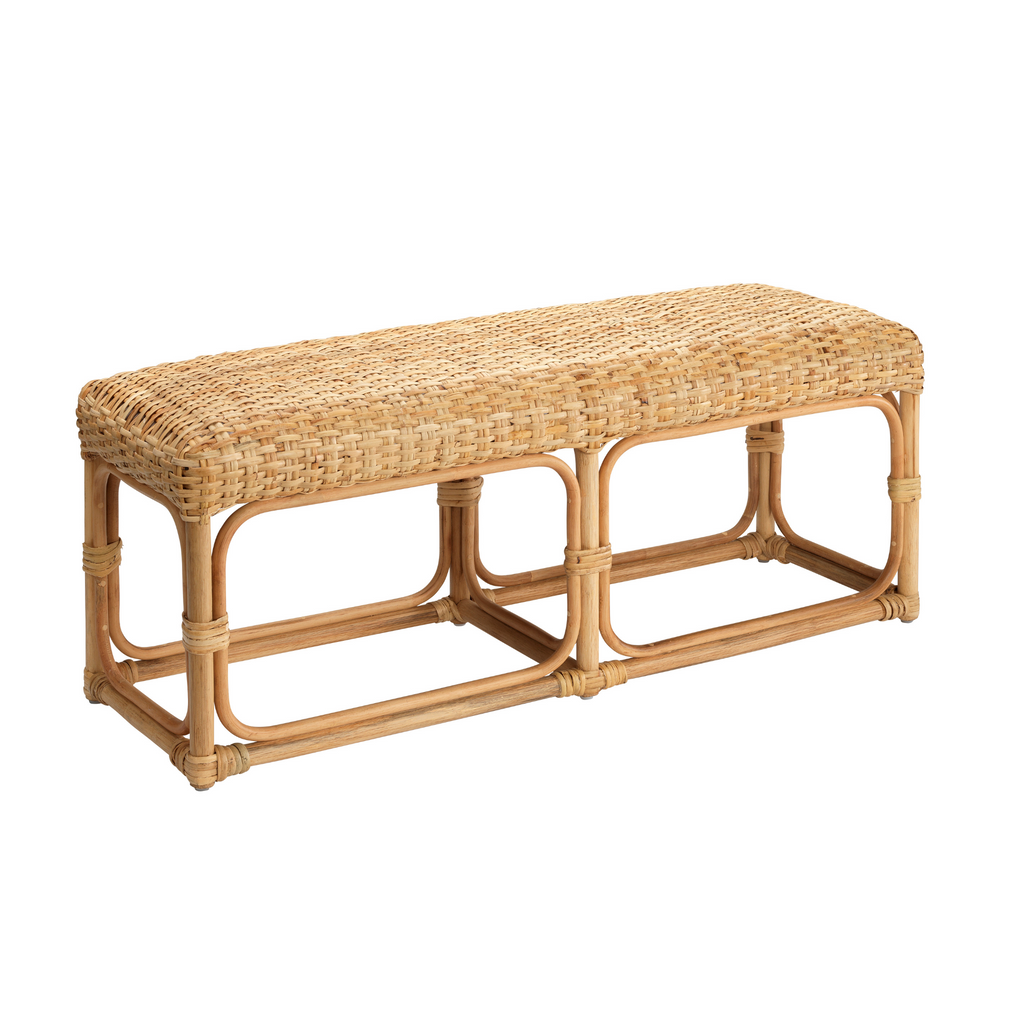 Avery Rattan Indoor Bench - The Well Appointed House