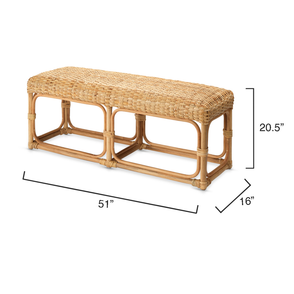 Avery Rattan Indoor Bench - The Well Appointed House
