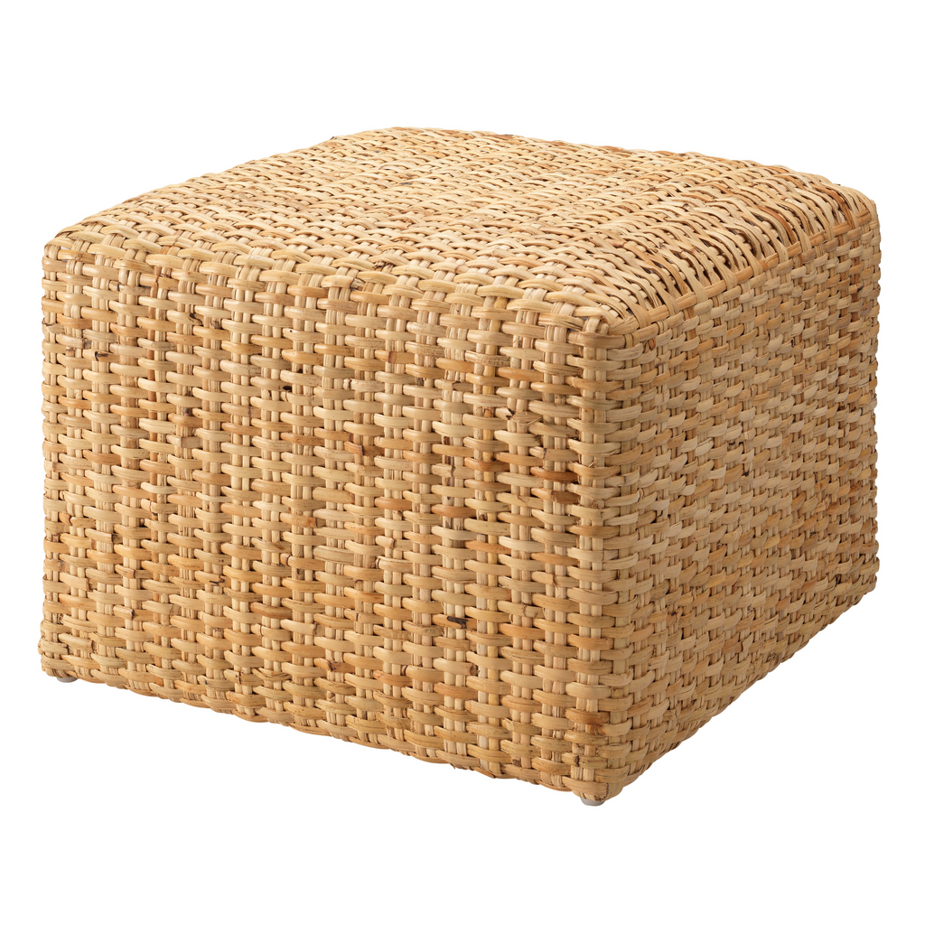 Large Natural Rattan Ottoman - The Well Appointed House