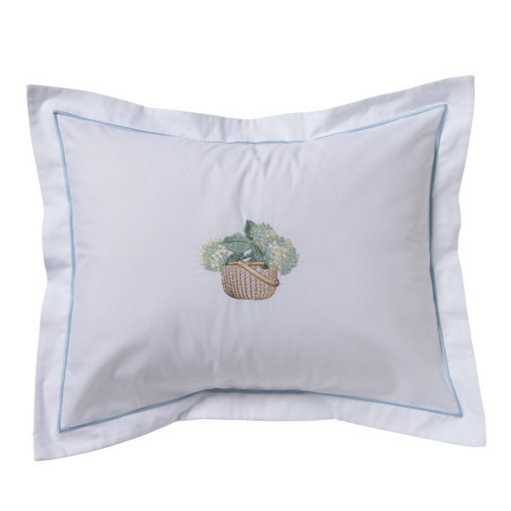 Boudoir Pillow Cover in Hydrangea Basket Cream in Blue - The Well Appointed House