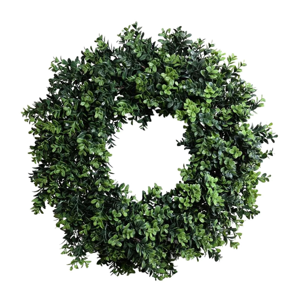 24" Faux Boxwood Shrub Christmas Wreath - Florals & Greenery - The Well Appointed House