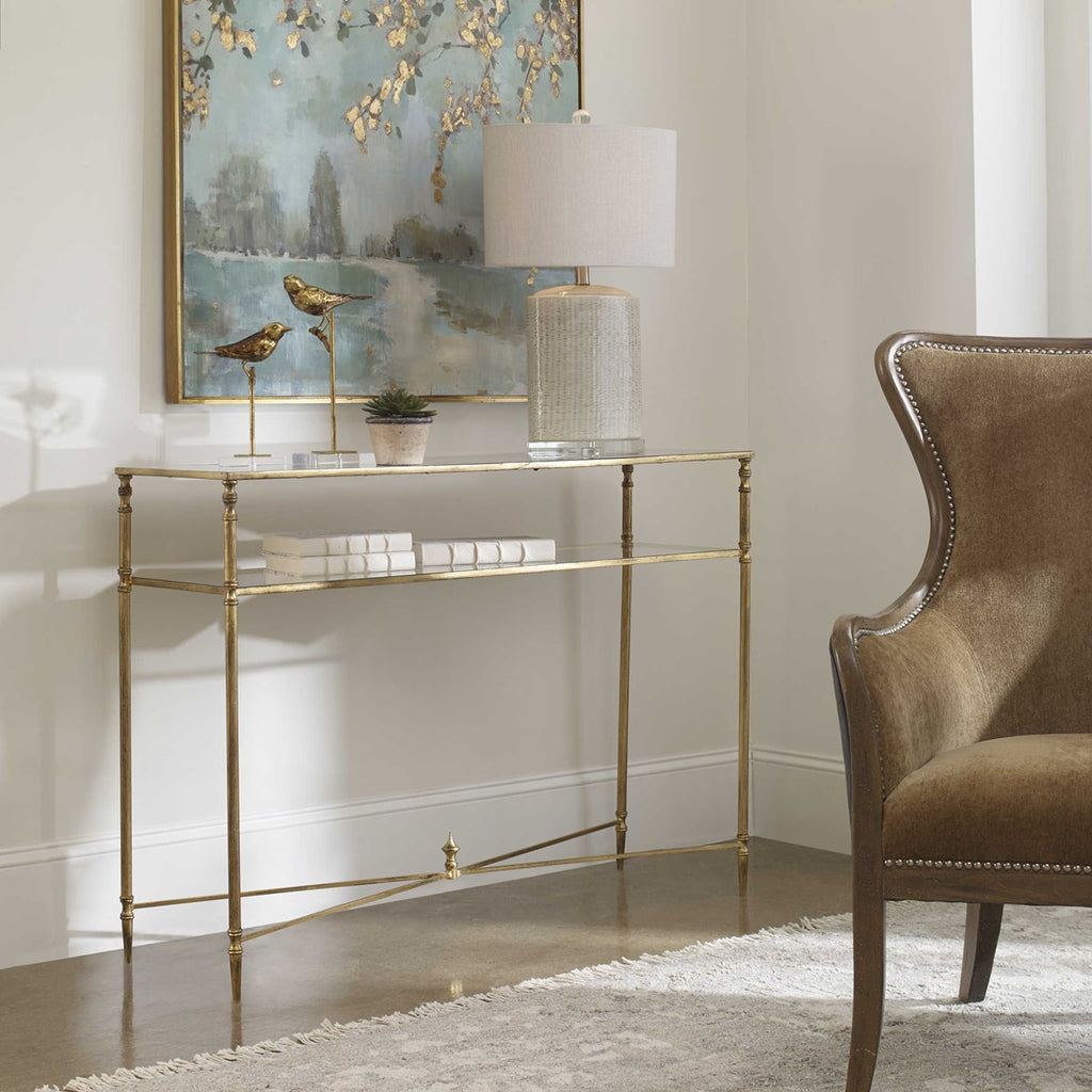 Henzler Gold Leaf Console Table - The Well Appointed House