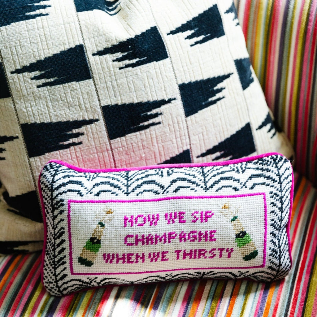 Champagne Needlepoint Pillow - The Well Appointed House