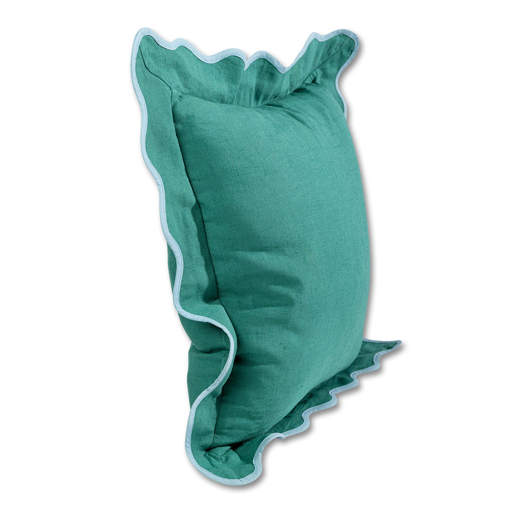 Darcy Linen Pillow in Green + Aqua - The Well Appointed House