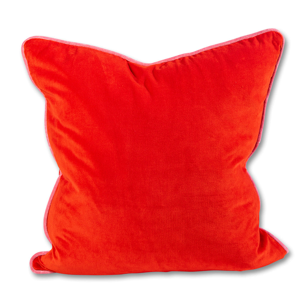 Charliss Velvet Pillow in Cherry + Light Pink - The Well Appointed House