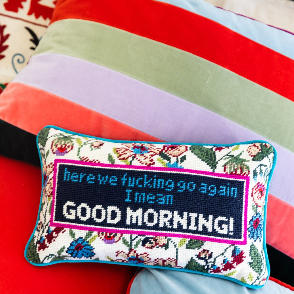 Good Morning Needlepoint Pillow - The Well Appointed House