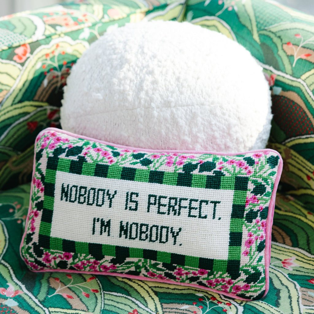 Nobody is Perfect Needlepoint Pillow - The Well Appointed House