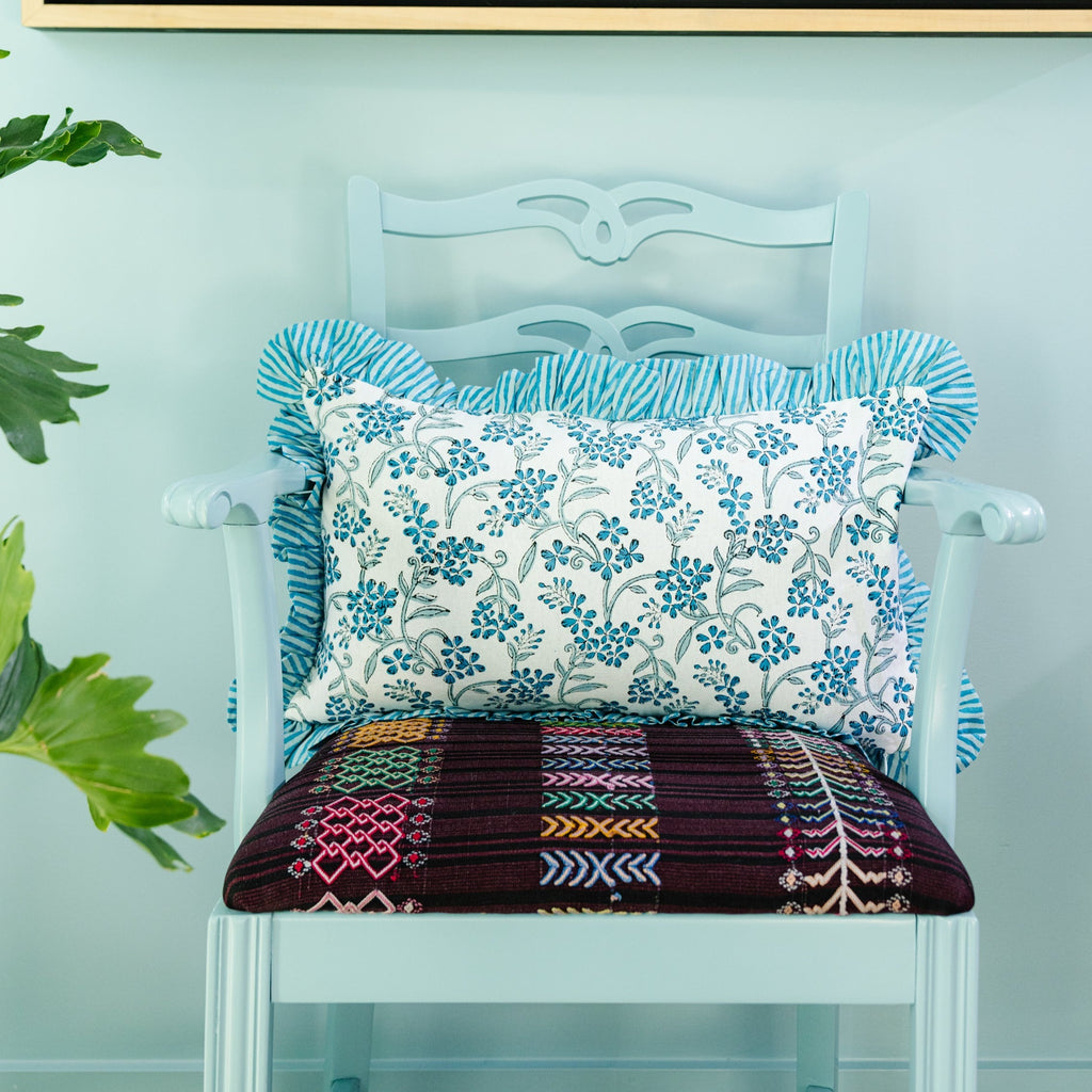 Ruffle Lumbar Pillow in Sanibel - The Well Appointed House