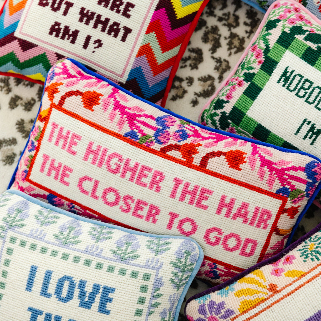 Higher The Hair Needlepoint Pillow - The Well Appointed House