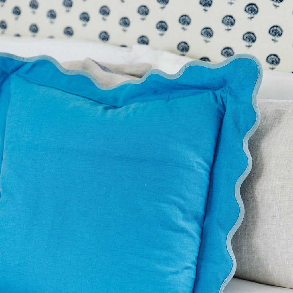 Darcy Linen Pillow in Peacock + Aqua - The Well Appointed House