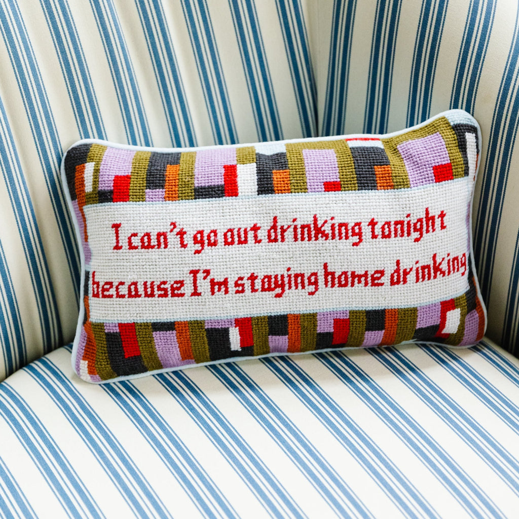 Can't Go Out Needlepoint Pillow - The Well Appointed House