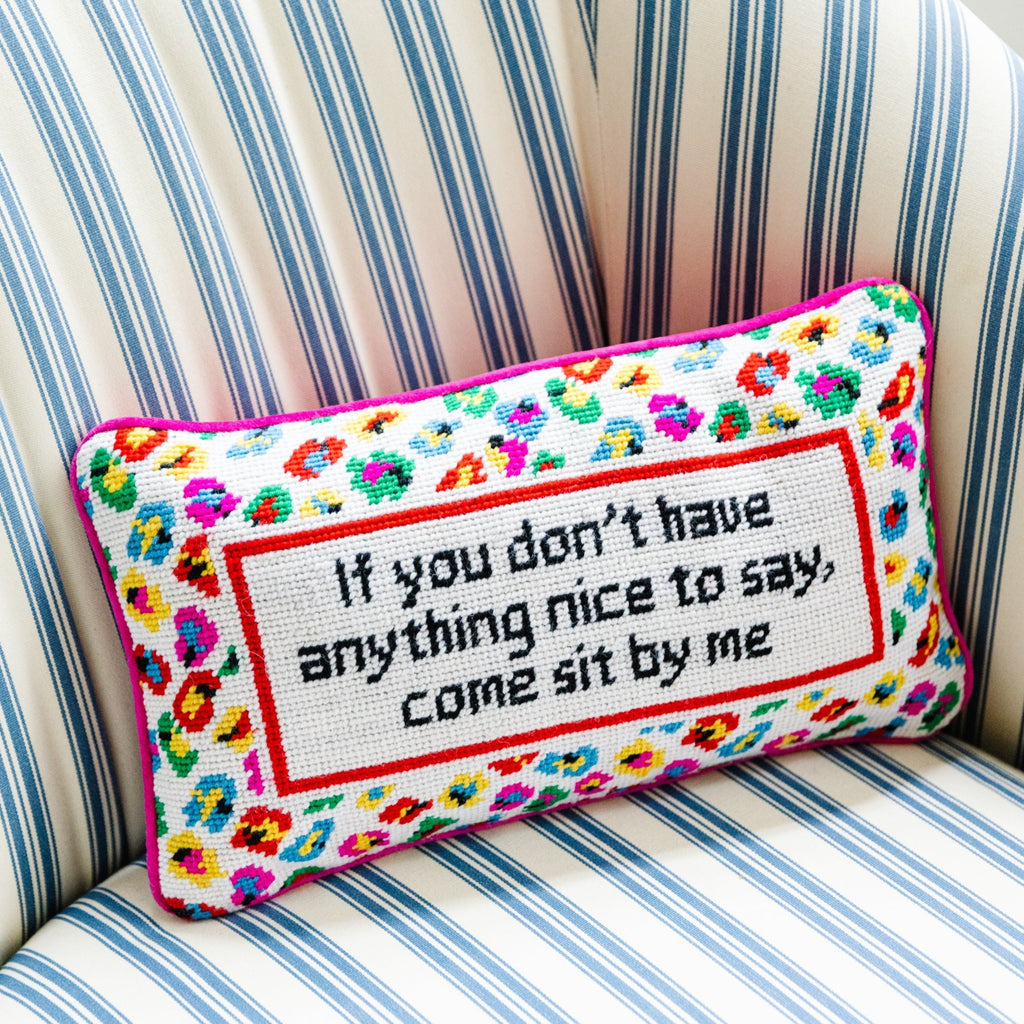 Come Sit By Me Needlepoint Pillow - The Well Appointed House